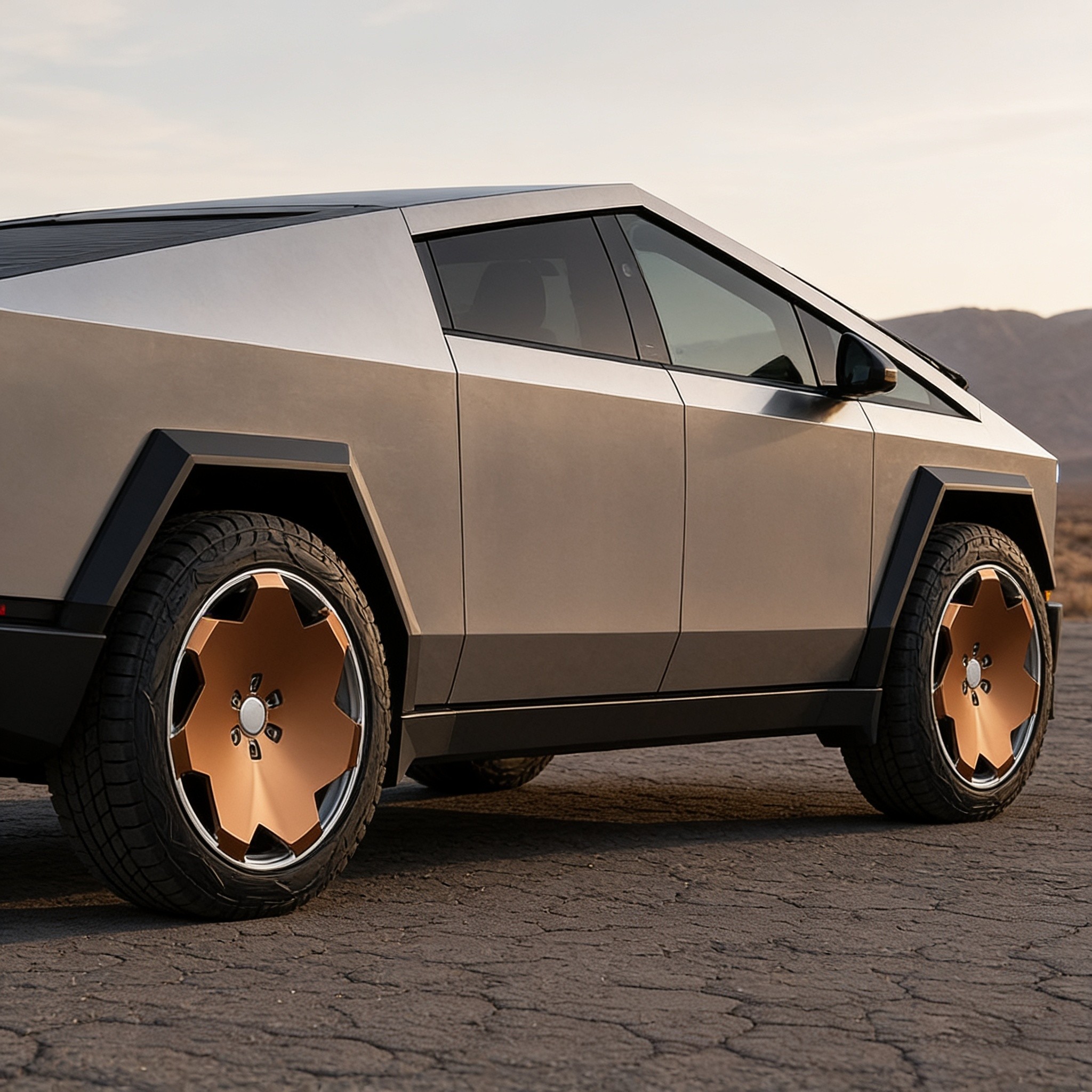 Tesla Cybertruck — Copper Geometric Disc Wheels detail 3