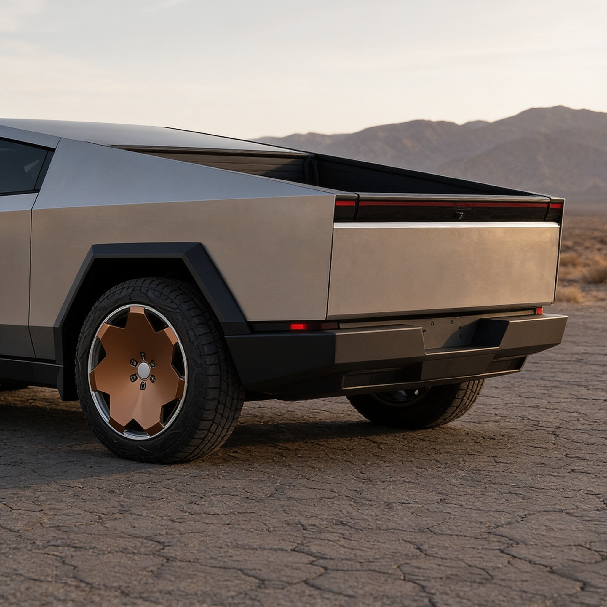 Tesla Cybertruck — Copper Geometric Disc Wheels detail 1