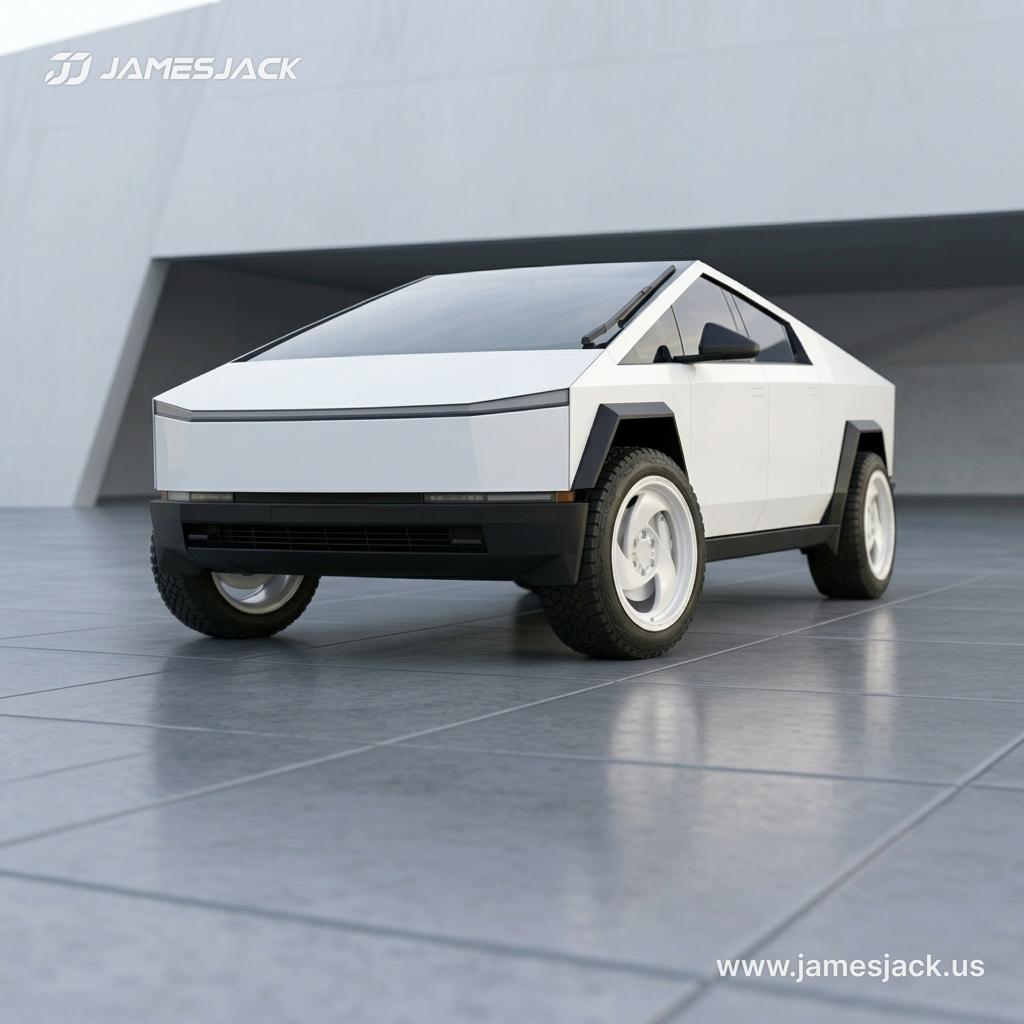 Tesla Cybertruck — White Tri-Spoke Wheels detail 1