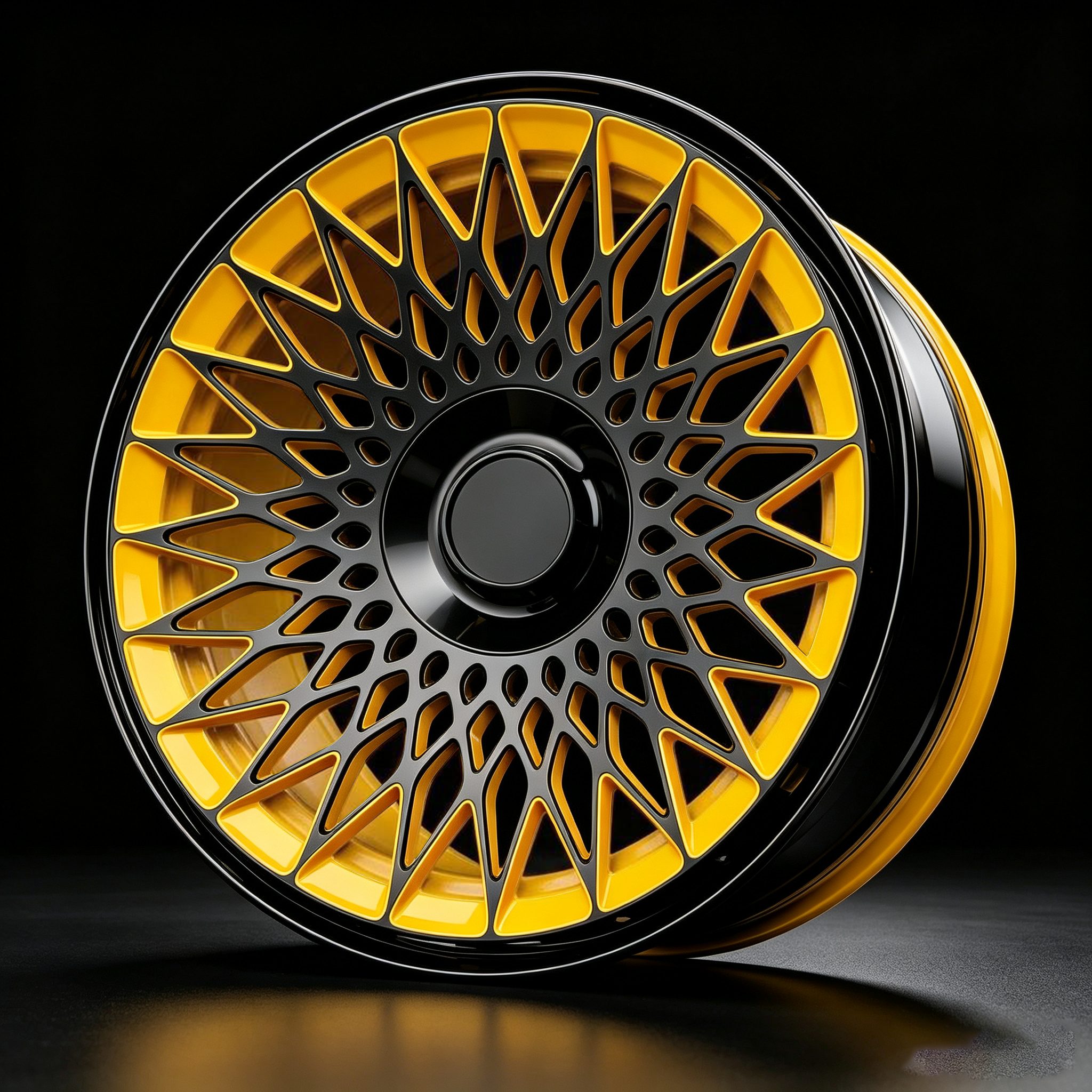 Tesla Cybertruck — Yellow Mesh Wheels detail 2