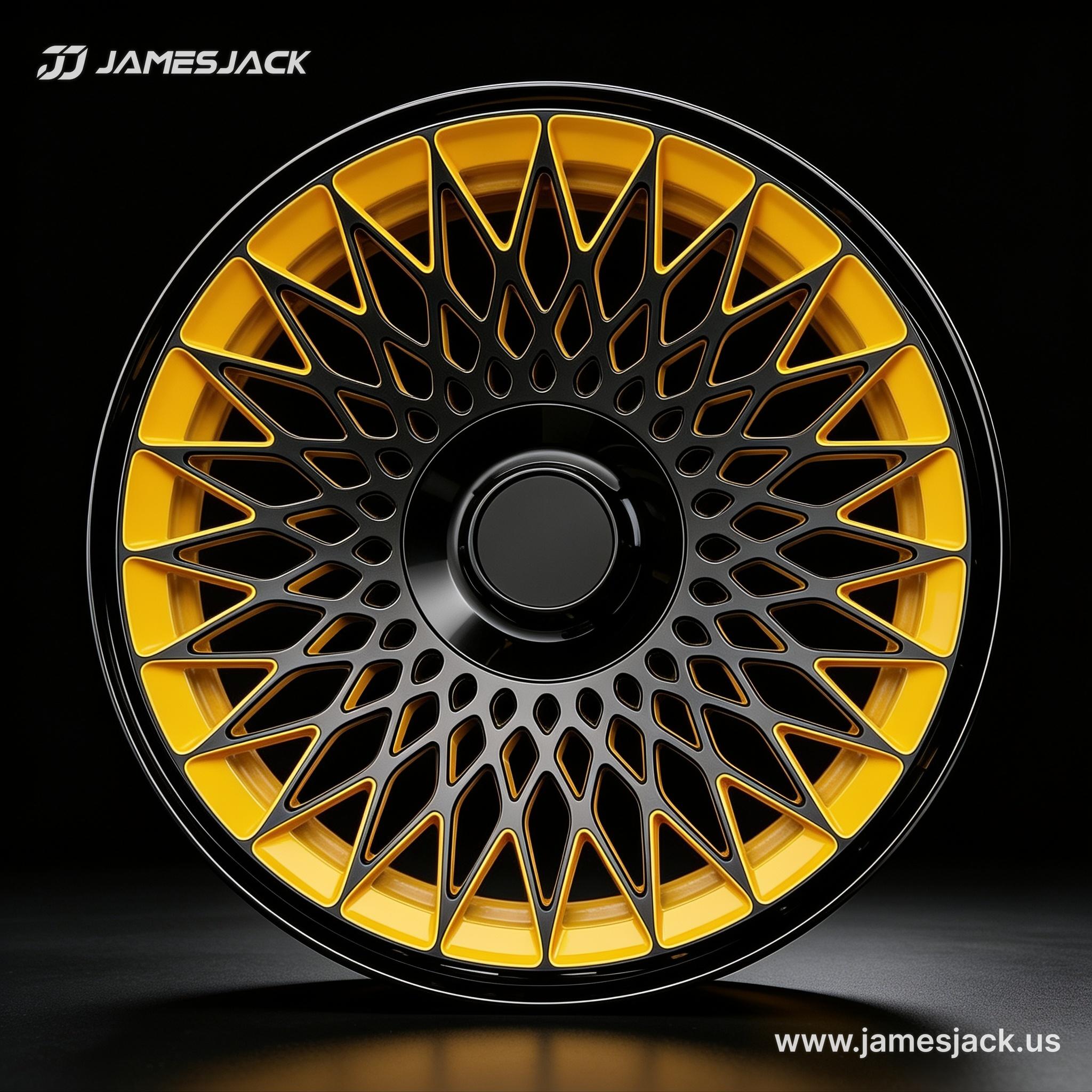 Tesla Cybertruck — Yellow Mesh Wheels detail 1