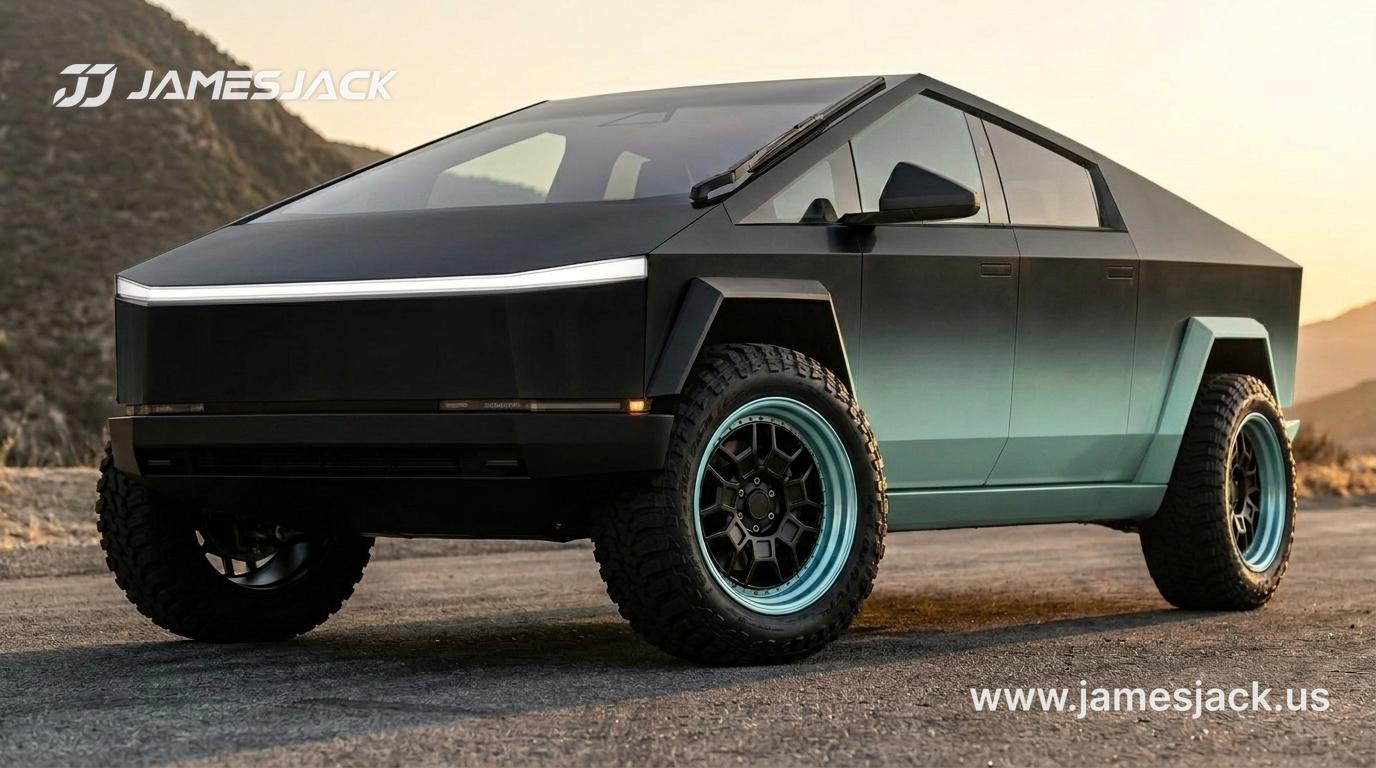 Tesla Cybertruck — Teal Deep Dish Off-Road Wheels