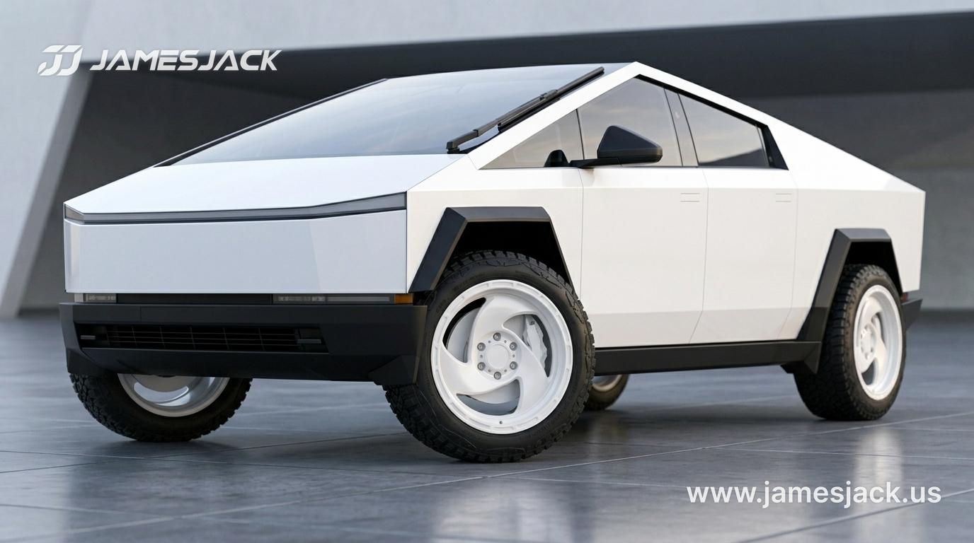 Tesla Cybertruck — White Tri-Spoke Wheels