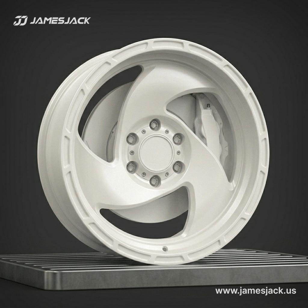Tesla Cybertruck — White Tri-Spoke Wheels detail 3