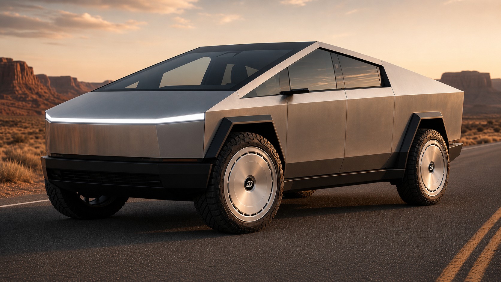Tesla Cybertruck — Brushed Metal Aero Disc Wheels