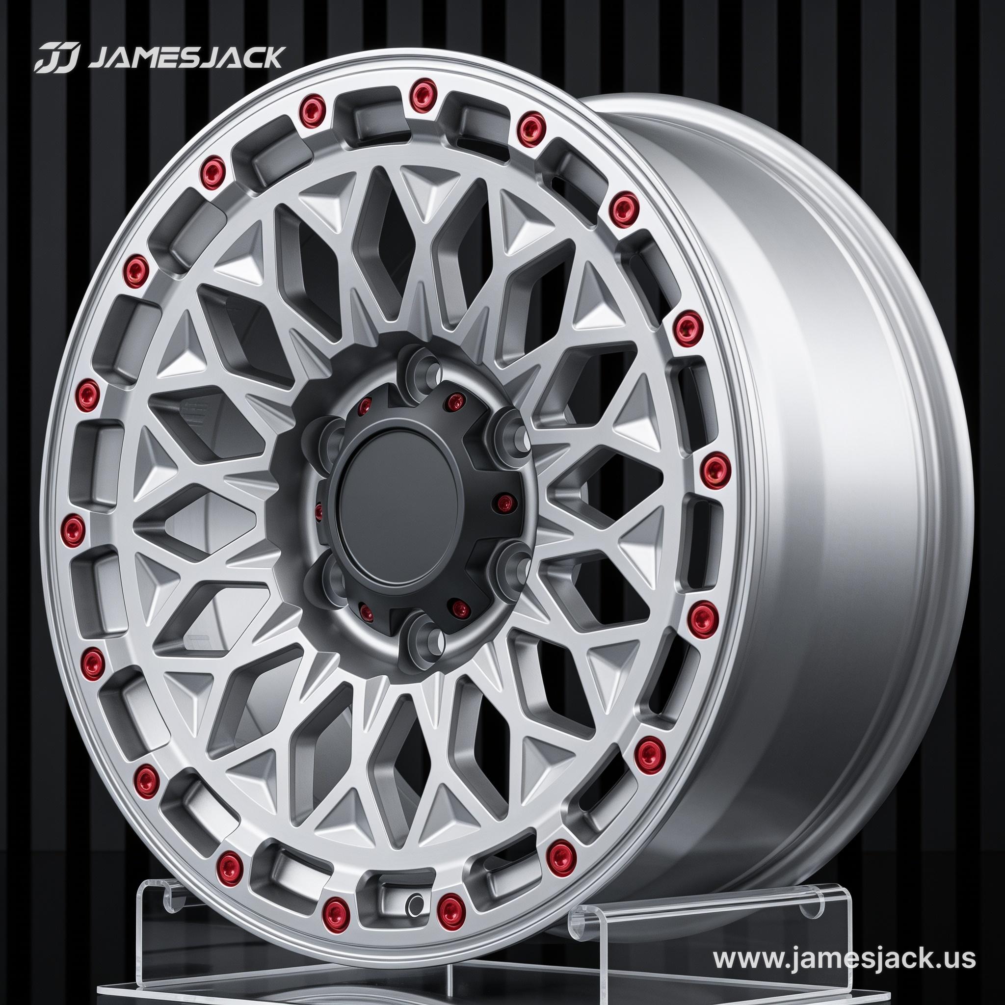 Tesla Cybertruck — Silver Mesh Beadlock Wheels detail 2