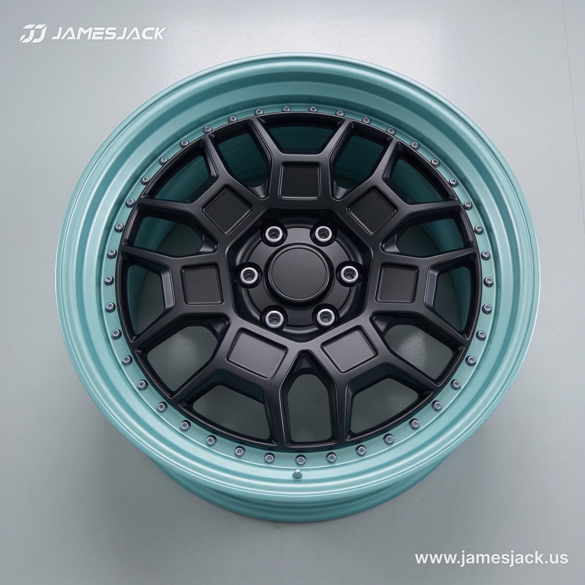 Tesla Cybertruck — Teal Deep Dish Off-Road Wheels detail 3