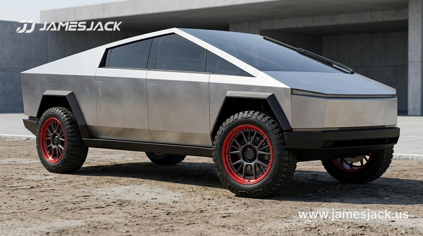 Tesla Cybertruck — Red Rim Baja Wheels