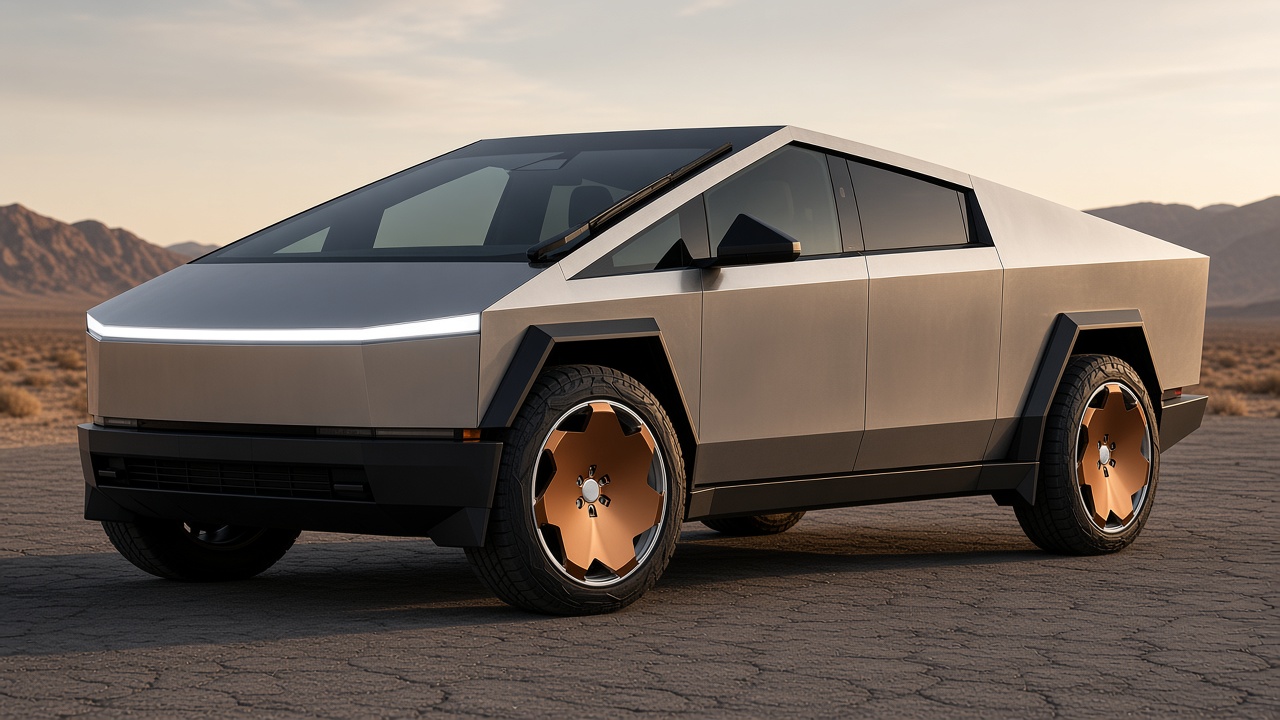 Tesla Cybertruck — Copper Geometric Disc Wheels