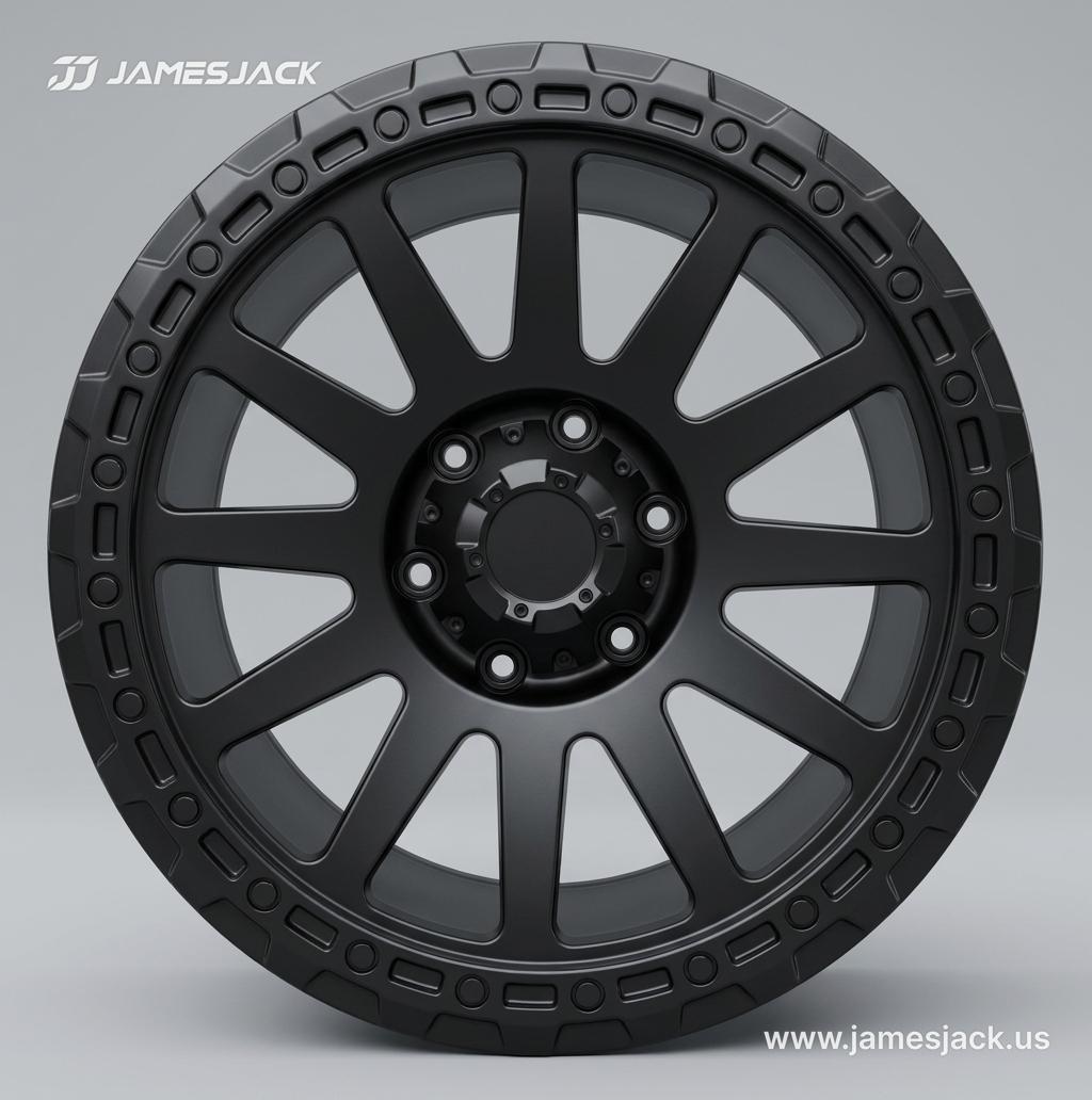 Tesla Cybertruck — Matte Black Rally Off-Road Wheels detail 3